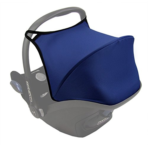 BAMBINIWELT Sonnenverdeck Sonnendach Sonnenschutz für Babyschale kompatibel mit Maxi Cosi CABRIO-FIX + GRATIS Gurtpolster (blau)
