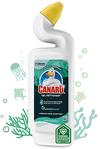 Canard WC Gel Nettoyant Formule Sans Acide Fort - Elimine Taches & Calcaire - Parfum Forêt Aquatique - 750 ml