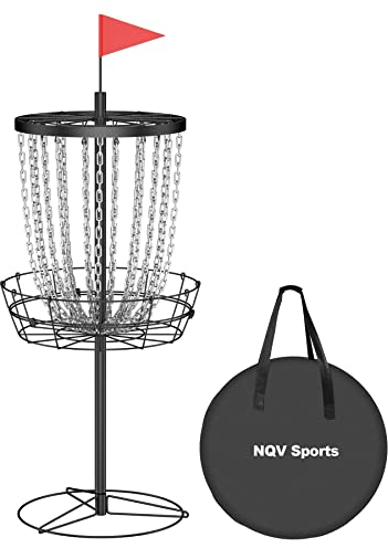 NQV Cestino da golf a disco, con 24 catene, portatile, con borsa per il trasporto, cestino da golf a disco, obiettivi da golf, porta da golf, gabbia da golf a disco, gabbia da golf per esterni e