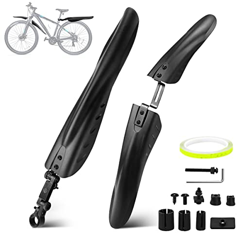 XZMCAT Verstellbares Fahrrad Schutzblech Mountainbike Set für 24-29 Zoll Fahrräder Road Bike MTB, Vorder- und Hinterschutzblech, mit 8M DIY Reflektierendem Klebeband, Universales Fahrrad Zubehör