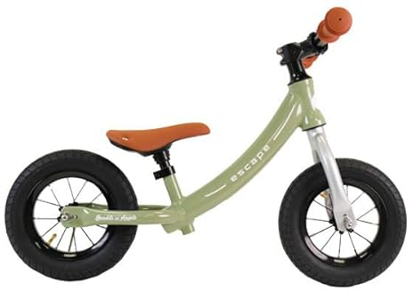Bandits & Angels Laufrad Escape Green ab 2 Jahren für Jungen und Mädchen – Metall – Grünes Lauflernrad – mit verstellbarem Sattel und 10 Zoll Luftreifen