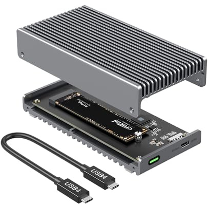 Qwiizlab 40Gbbps M2 SSD Gehäuse, USB4 nvme gehäuse kompatibel mit Thunderbolt 5/4/3. Unterstützt PCIe M.2 NVMe, kompatibel mit Mac mini M4, MacBook Pro M5 Pro/M5 Max, ASUS Z890
