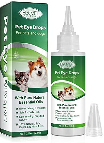 Onznoz Haustier Augentropfen 60Ml, Antibakterielle Augentropfen Für Haustiere, Augentropfen Für Hunde Und Katzen, Lindert Juckreiz Und Irritationen, Trockenheit, Schwellungen, Tränenflecken (1pcs)