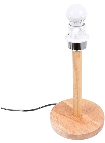 Pied de Lampe de Table E27 1a en Bois, Simple et Compact | Compatible Douille E27, Structure Plate Ronde, 1 Pièce, pour Étagères, Vitrines et Fêtes à Thème