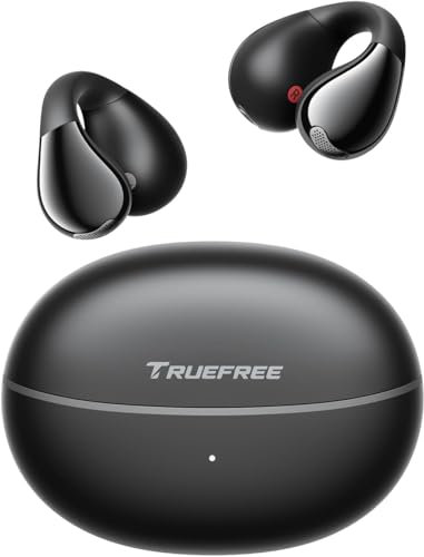 truefree B1 Open Ear Bluetooth Kopfhörer, Clip-On Kopfhörer Sport, Kabellose Bluetooth 5.4, Komfort-Ohrhörer, 3D-Klang, Dynamischer EQ, APP, Leichte Stabiles Nur 5 g, 25 Std Spielzeit (Schwarz)