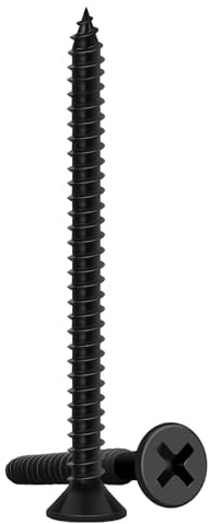 Wood Screws 2 Inch, 70 PCS FIXLINK Premium Flat Head Phillips Black Wood Screws, Self Tapping Electrophoresis Used in Indoor Furniture, Woodworking (#8 x 2)