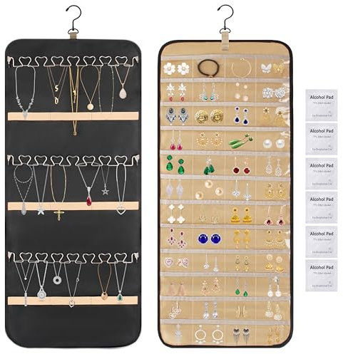 TOPCZY Ketten aufbewahrung Hängend, Schmuckorganizer Zum Aufhängen, Schmuckaufbewahrung Wand, Ketten Aufbewahrung zum Aufhängen für Ohrringe Halsketten Ringe an Schrank, Wand, Tür