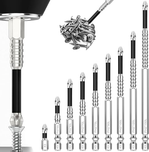 9 Piezas de Conjunto de Brocas para Destornillador Taladro de Alta Magnetismo, Conjunto Universal de Brocas para Destornillador Taladro Altamente Magnético y Resistente