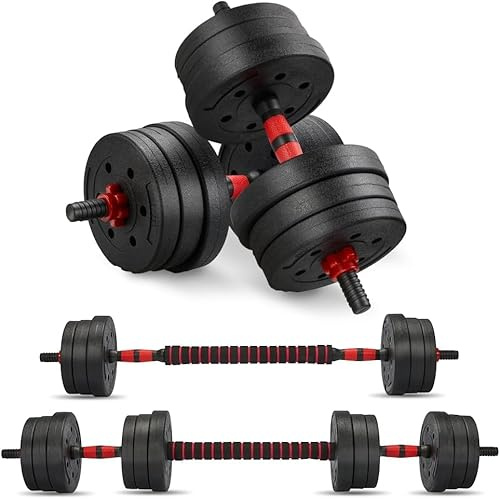 20kg 30kg Adjustable Dumbbells Set - Free Weights Dumbbell Handle Bars Pair - Excellent for Weight Lifting Body Building Home Gym Training Equipment Barbell Bench Press Exercise (10KG)