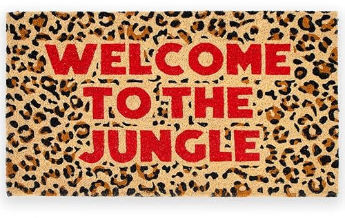 Fisura – Felpudo Entrada casa “The Jungle” de Coco con Base Antideslizante de PVC. Felpudo Interior Leopardo Pintado a Mano. Alfombra Entrada casa con Mensaje Divertido. 70 x 40 cm