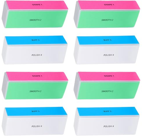 YBEATY 8 bloques de pulido de uñas, lima de cuidado de uñas Manicare, pulidor de uñas de 4 vías, lima de uñas, bloque de lima de uñas, pulidor de uñas, pulidor para dar forma, alisar y pulir uñas