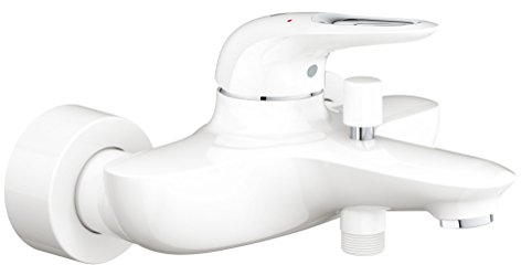 GROHE Eurostyle - Einhand- Wannenbatterie (Wandmontage, mit Temperaturbegrenzer, variable Mengenbegrenzung, verdeckte S-Anschlüsse), moonwhite, 33591LS3