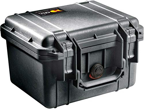 PELI 1300 Impact Resistant Camera Case, IP67 Watertight, 17L Capacity, Made in US, No Foam, Black