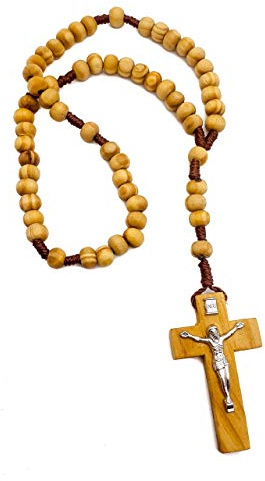 Nazareth Store Katholischer Gebetskranz aus Olivenholz aus Bethlehem, handgefertigt, mit Jesuskreuz, 4,3 x 2 x 26,9 cm, Holz