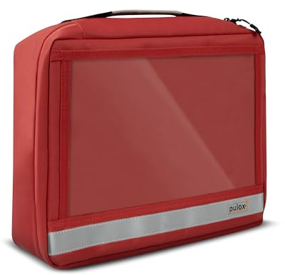 Pulox Portafiale grande in rosso (vuota) - Ampia e robusta valigetta per farmaci - Ampollario fiale per 62 ampolle (35 x 25 x 10 cm)