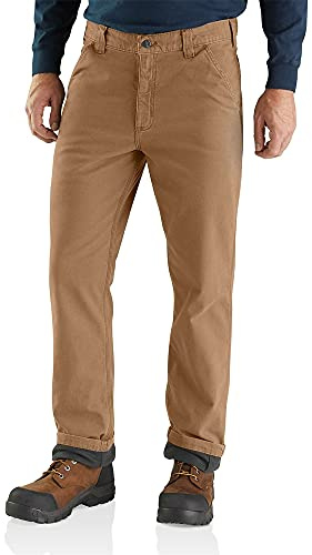 Carhartt Men's Rugged Flex Rigby Dungaree Knit Lined Work Utility Pants, Dark Khaki, 36W x 34L