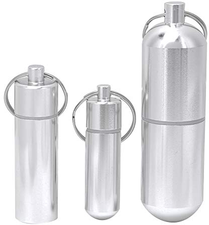 3 Stück Mini Pillen Dose Aluminiumlegierung Pillen Box Abdichtung Tablettenbox Container mit Schlüsselring für Outdoor Reisen Camping