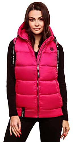 Navahoo Quiltad damväst lätt utomhusväst, övergångsjacka med huva, Kassidy XS-3XL, ROSA, XS