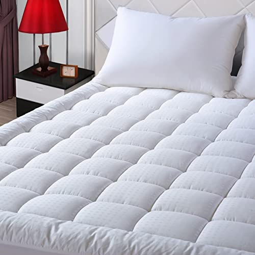 EASELAND Matratzenauflage für Wohnmobil, Kingsize-Bett, gesteppt, Matratzenschoner, Baumwolle, Oberseite 20,3–53,3 cm Tiefe Tasche, kühlende Matratzenauflage (183 x 203 cm, Weiß)