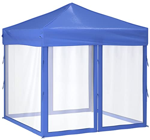vidaXL Tente de Réception Pliable avec Parois Belvédère de Camping Pavillon d'Extérieur Tonnelle de Jardin Chapiteau Patio Bleu 2x2 m
