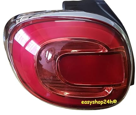 EASYSHOP24H Faro Fanale Fanalino Posteriore SX LED Compatibile Per 500L 500 L dal 2012 Cornice Cromata Lucida Stop Gruppo Ottico Sinistro Lato Guidatore