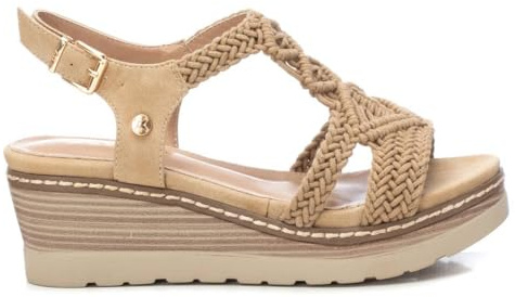 XTI - Sandalia Mujer Beige - Calzado Cómodo y Versátil - Moda casual - Modelo 14283804 (Talla 37)