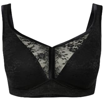 Ulla Popken Minimizer, Wireless, Foamcup, Jaquard 830098 Reggiseno, Nero, 6D Donna