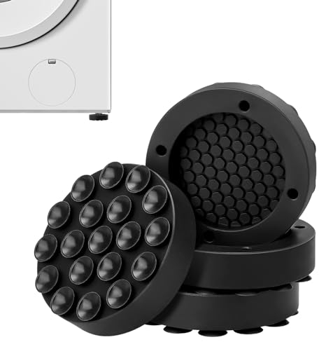 4 PCS Washing Machine Vibration Pads, 64×64×15 mm Anti Vibration Pads for Washing Machine, Washing Machine Feet with 19 Strong Suction Cup, Anti Vibration Mat Washing Machine