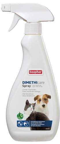 BEAPHAR – DIMETHICARE – Spray Stop Parasites pour Chien et Chat – Contre puces, tiques, poux, aoûtats – Sans pesticide et insecticide chimique – À l'Aloe Vera – Action immédiate – Sans rinçage – 500ml