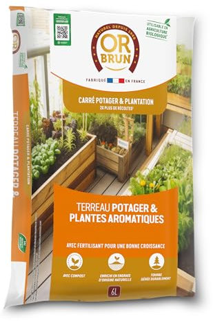 Or Brun Terreau Potager & Plantes Aromatiques - 6L - Croissance Rapide - Utilisable en Agriculture Biologique OBRTARO6U
