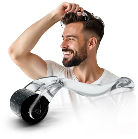 Effizienter Microneedling Dermaroller Männer – 192 Echte Edelstahl Nadeln gegen Haarausfall | Haarroller & Bartroller für Haarwachstum | Minoxidil Kompatibel | Bartpflege Tool – skinFUTURE®