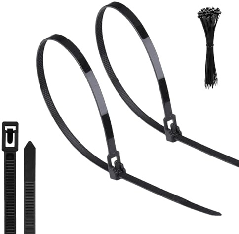 Yatrosynth 50 Piezas de Bridas para Cables Reutilizables, 200mm x 4.8mm, Nailon Ultra Fuertes Con para Cables, Resistente a Temperatura, para Oficina, Hogar, Exteriores, al Jardín - Negro