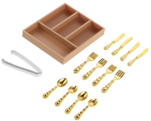 ibasenice Set Daccessoires Miniatures pour Maison Poupée Vaisselle Plastique Légère Couverts Réalistes avec Boîte de Rangement pour Décoration Cuisine Miniature
