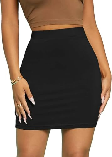 JiaYouLC Fashion Mini Skirt Stretchy for Women UK Sexy Stretch Tight Micro Pencil Skirt Short Casual Office Work Clubbing- (UK, Numeric, 10, Regular, Regular, Black1)