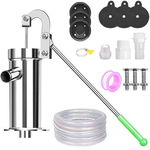 Schwengelpumpe Set,Schwengelpumpe Komplett Set,Wasser Handpumpe Mit Hebel Garten,Enthält 7 unverzichtbare Zubehörteile im Paketund einen 5 Meter langen Schlauch sowie für Haus Garten Hof Bauernhof