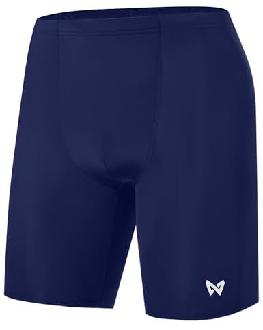 WISMBOX Men's Swim Jammers & Swimming Trunks, Quick Dry Fitted Swim Shorts with Drawstring for Training & Racing, UPF 50+ Navy Blue
