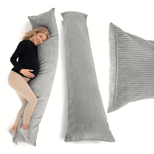 SLIPIO Schwangerschaftskissen 40x145 cm | Schwangerschaftskissen | Allergiker geeignet (Grau, 145 x 40 cm)