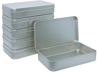 Forever bene 6-Pack Silver Hinged Tin Boxes for Fishing Tackle