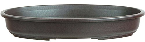 Bonsai pot 35x24x5cm dark brown oval plastic