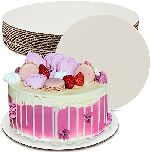 MT Products Corrugated White Cardboard Cake Board or Pizza Circle 14 inch - Sturdy Cake Base for Displaying Cakes, Bread and Desserts (15 Pieces) - Made in The USA