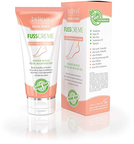 Believa Natural - Vegane Fusscreme für trockene, raue und rissige Füsse - Basispflege bei Hornhaut und Schrunden - 100ml