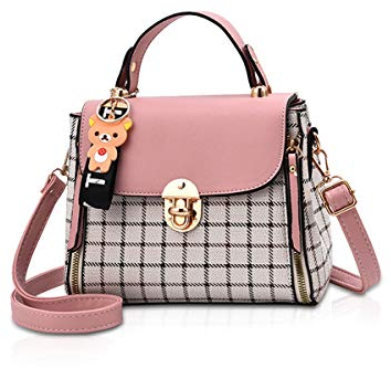 NICOLE&DORIS Handtaschen für Damen Niedliche Umhängetasche Mädchen Reißverschluss Handtasche PU Leder Schultertasche Crossbody Bag Rosa