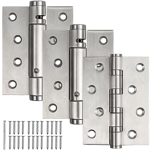 3 Stück Türscharniere Türangeln 100mm Sicherungstür Scharniere Selbstschließend verstellbar Federscharnier Edelstahl Polierter Chrom
