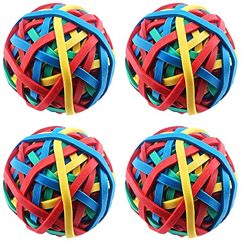 Prmape 4 Rolls 400 Stück Gummibänder,bunten Gummiband Ball,Elastische und Dehnbare Gummibänder Ball für Haare Basteln Kunsthandwerk Dokument Bürobedarf Organisieren