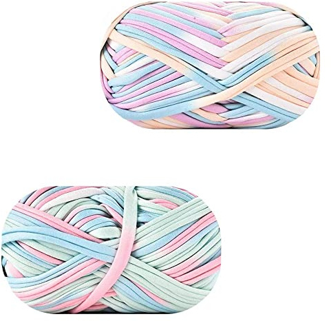 Aieraczy T-Shirt Garn, 2 Stück Häkelgarn für Anfänger, Dickes Garn Baumwolle zum Häkeln, wolle zum häkeln, hakelgarn baumwoll, soft crochet yarn für Kleidung, Decken, Taschen, Pullover