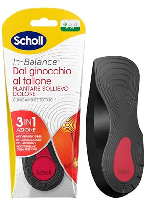 Scholl In-Balance dal Ginocchio al Tallone Plantare Sollievo Dolore, Plantari con Gel Ammortizzante a Doppio Strato con Supporto Flessibile, Taglia S (37-39.5), 1 Paio