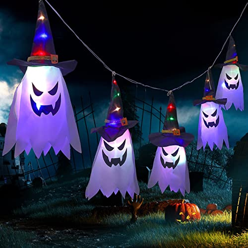 Decorazioni di Halloween Luci della Stringa di Halloween decorazione per Feste all'aperto Illuminato Appendere Cappelli da Strega Fantasma Luminoso per Esterni Interno Cortile Albero Giardino Portico