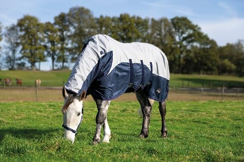 HKM Rain Pferdedecken Dunkelblau/Grau 125