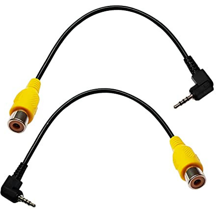 Faoyliye 2 Pack 2.5mm to RCA Adapter Cable,90 Degree Angle 2.5mm Male Plug to RCA Female Audio Adapter AV Input Adapter Cable for GPS Navigator DVR Backup Camera-20cm/7.9 inch