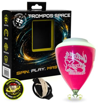 SPACE TROMPOS - Saturno Xtreme Roller, Color Rosa, con Cuerda y Packaging